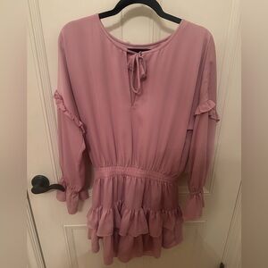 MISA Los Angeles Amalya Long Sleeve Mini Dress in Pink Sz S